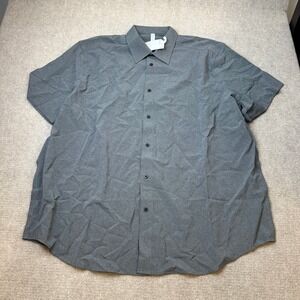 MSRP $54 Stylus Men's 2XL Charcoal Smoke Big & Tall Button Up Shirt Short Sleeve